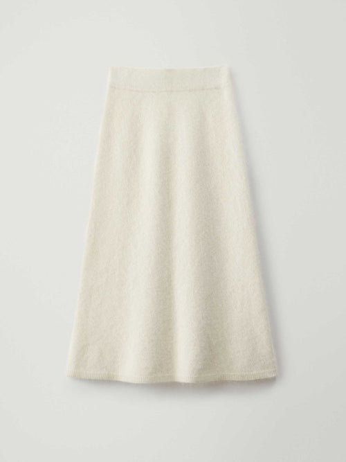 Asta Skirt Cream Brushed | LISA YANG | Vit kjol i 100% borstad kashmir